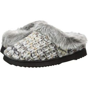 NWT.Dearfoams- Women's Hannah Textured  Slipper-Light Heather Grey- Med 7-8